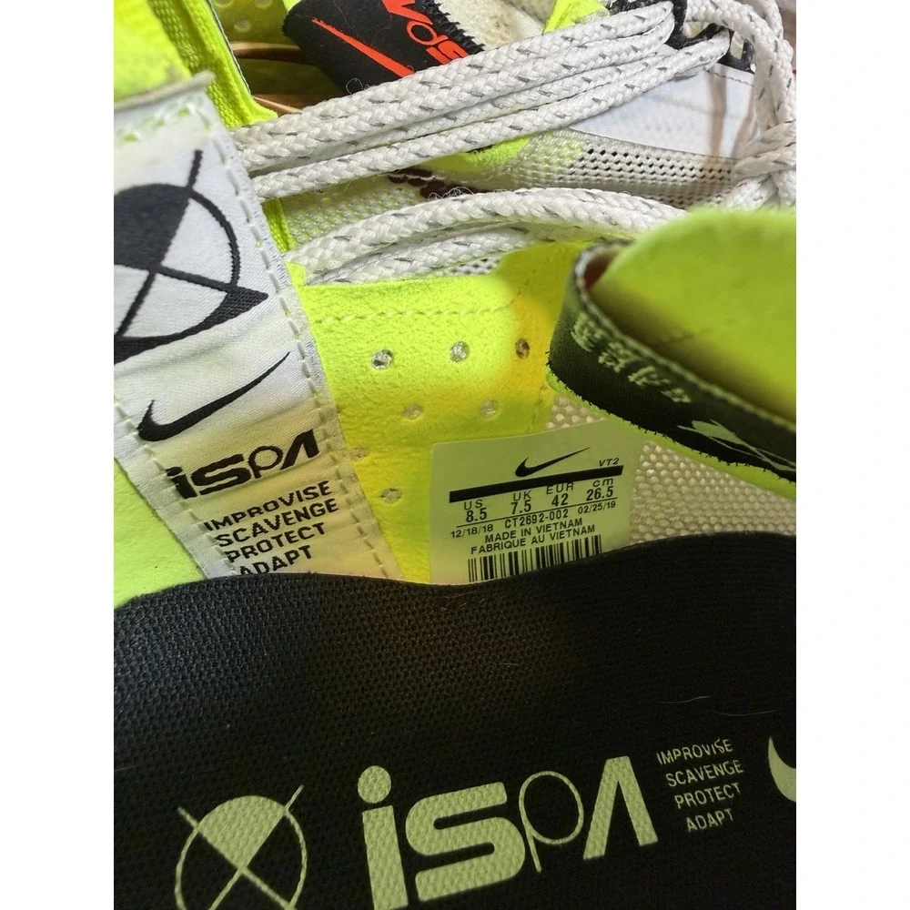 Nike ISPA React Shoes Mens Size 8.5 White Volt Burgundy Running CT2692-002